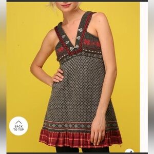 Free People Charcoal and Crimson Mini Dress lambswool Nordic y2k vintage dress